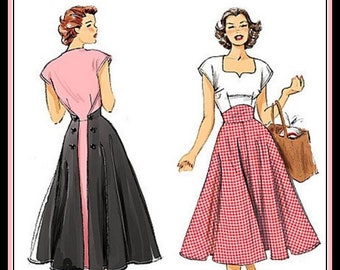 1952-RUG WRAP JURK-Naaipatroon-Twee stijlen-Sweetheart Hals-Vormige Midriff-Back Knoop of striksluiting-Twirl Rok-Ongesneden-Maat 6-14