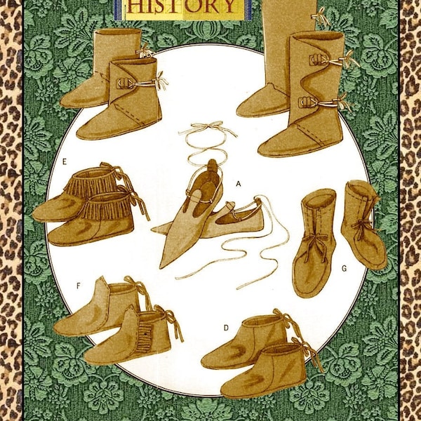 HISTORICAL FOOTWEAR COLLECTION-Costume Sewing Pattern- Fringed Moccasins- Ankle Length & Full Boots- Pointy Shoes- Uncut- Unisex-All Sizes