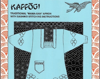 Vintage 1991-KAPPOGI-MAMA SAN- Traditional Japanese Apron-Sewing Pattern-Sashiko Stitching Detail-Uncut-Size Large-Mega Rare-Collectible