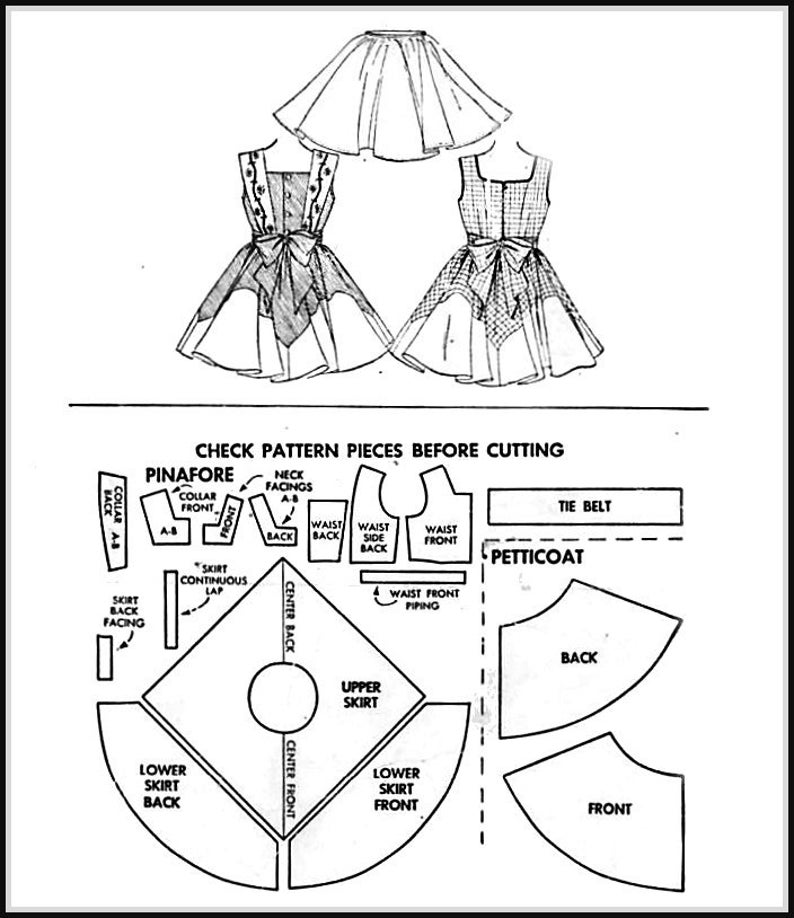 Vintage 1954-CHERRY TWIRL DRESS-Sewing Pattern-Embroidery Transfer-3 Styles-Shaped Lower Skirt-Square Collar-Crinoline Petticoat-Size 6-Rare