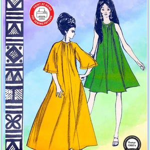 1969-LOVELY ISLAND GIRL-Print-At-Home-Schnittmuster-und große A-O Print Datei-Hawaii-Muu Muu-Kaftan Kleid-Größe 10-22-Sofort Download
