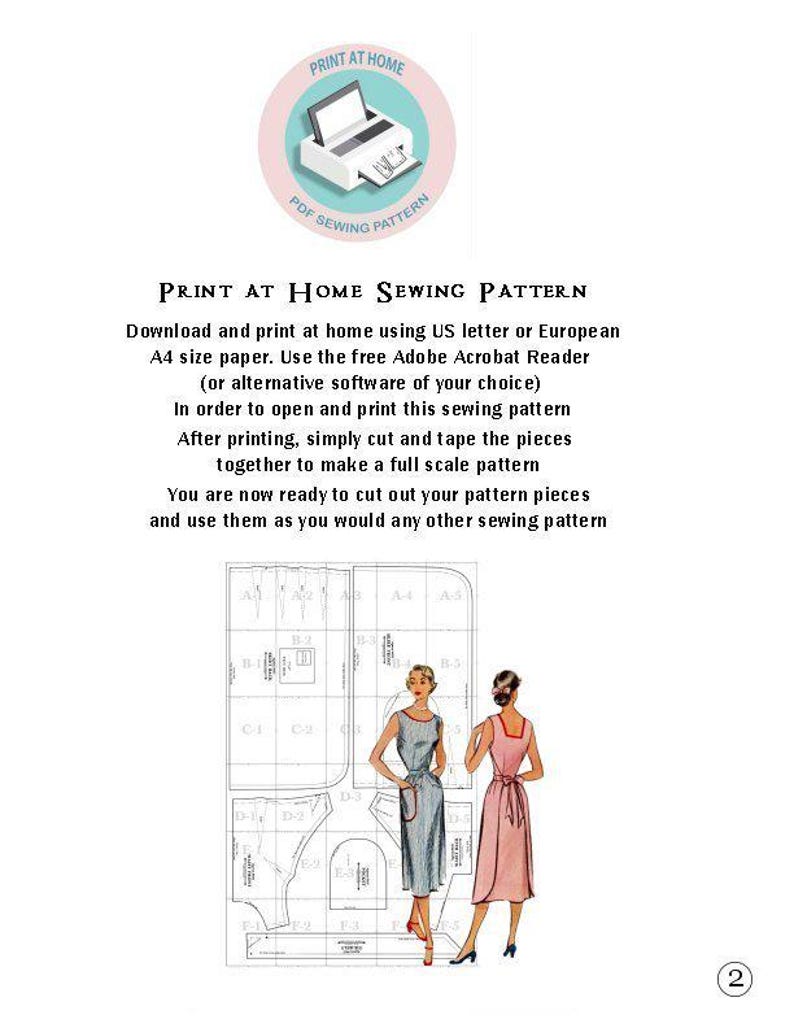 May include: A sewing pattern for two dresses. The pattern includes instructions for cutting and assembling the dresses. The pattern is printed on a white background with black lines. The pattern includes two figures wearing the dresses. One dress is light blue and the other is pink.