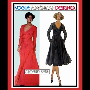 Vintage 1970s- Empire Waist Grecian Goddess Evening Gown-Day Dress-Vogue Designer Sewing Pattern -GEOFFREY BEENE -Uncut -Size 8  -Mega Rare