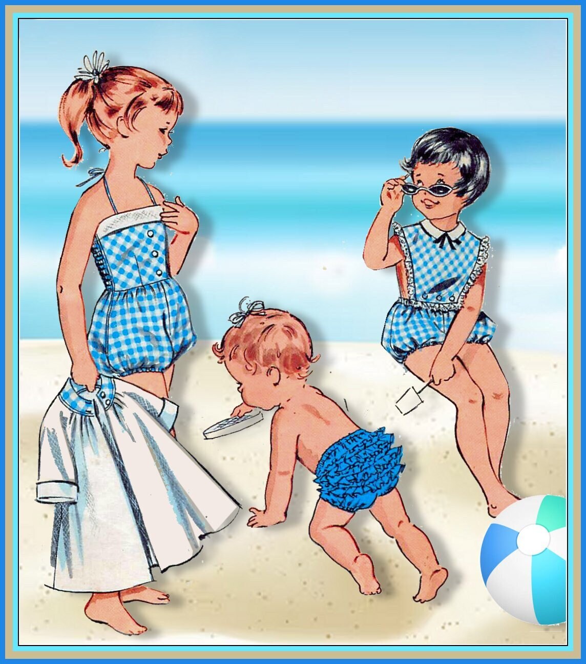 Barboteuse Vintage Petit Diable Bleue Brodée - Taille 12-18 Mois - France - Occasion Très Bon état