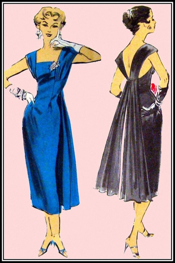 Vintage 1950s-cocktail Dress-mr. John Original-sewing Pattern-two  Styles-fitted Wiggle Dress-dramatic Fan Back Drape-size 12-mega Rare - Etsy