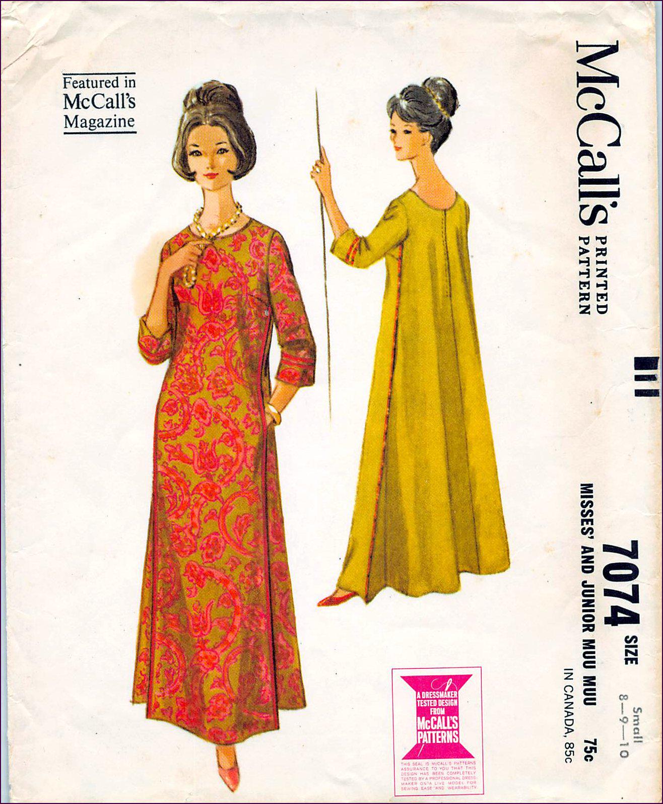 muuuuページ Vintage 1963-ELEGANT Muu-muu-sewing Pattern-three Panels-scoop