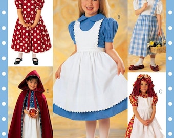 Vintage 2004-DARLING STORYBOOK KOSTÜMEN-Schnittmuster-Fünf Styles-Dorothy-Minnie Maus-Alice im Wunderland-Riding Hood-Uncut-Größe 3-8-selten