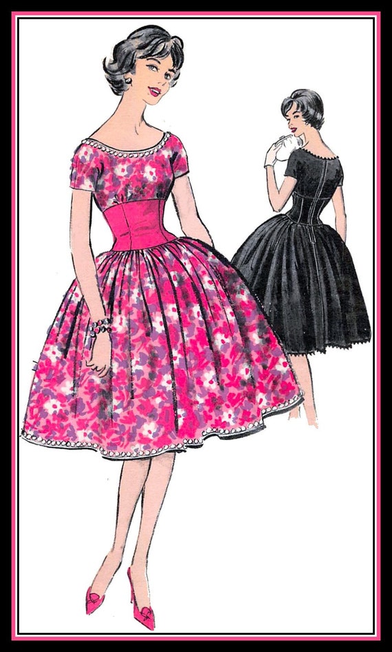 Vintage 1960 PRETTY PARTY Dress sewing Pattern 2 Styles built up