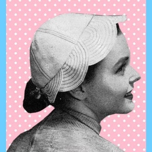 1950's Retro- Pretty Petal  Edge Pony Tail Hat - Sewing Pattern -One Size-  PDF