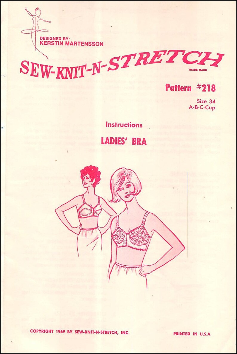 Vintage 1969BOMBSHELL BULLET Brasewing Patterntwo Etsy