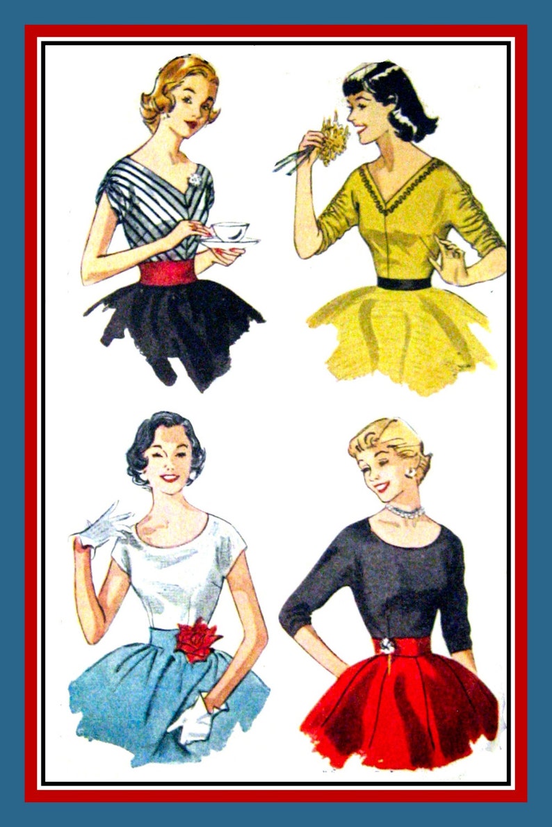 Vintage 1953-FAB Fifties Blouse Collection-Sewing Pattern-Four | Etsy