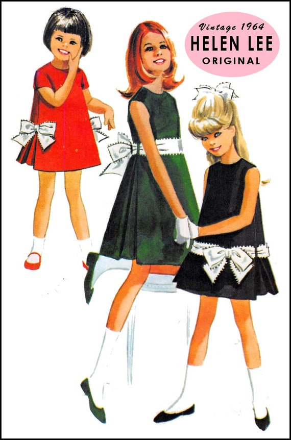 1964 party dress Vintage 1964-POSH PARTY Dress-designer Sewing Pattern-three Styles-helen  Lee Original-panel Dress-side Pleats-bows--size 8-rare-collectible