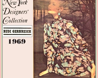 Vintage 1969-PEASANT DRESS-TOP-Bell Bottom Pants-Loose Fit-New York Designer Collection Sewing Pattern-Rudi Gernreich Original-Size 14-Rare