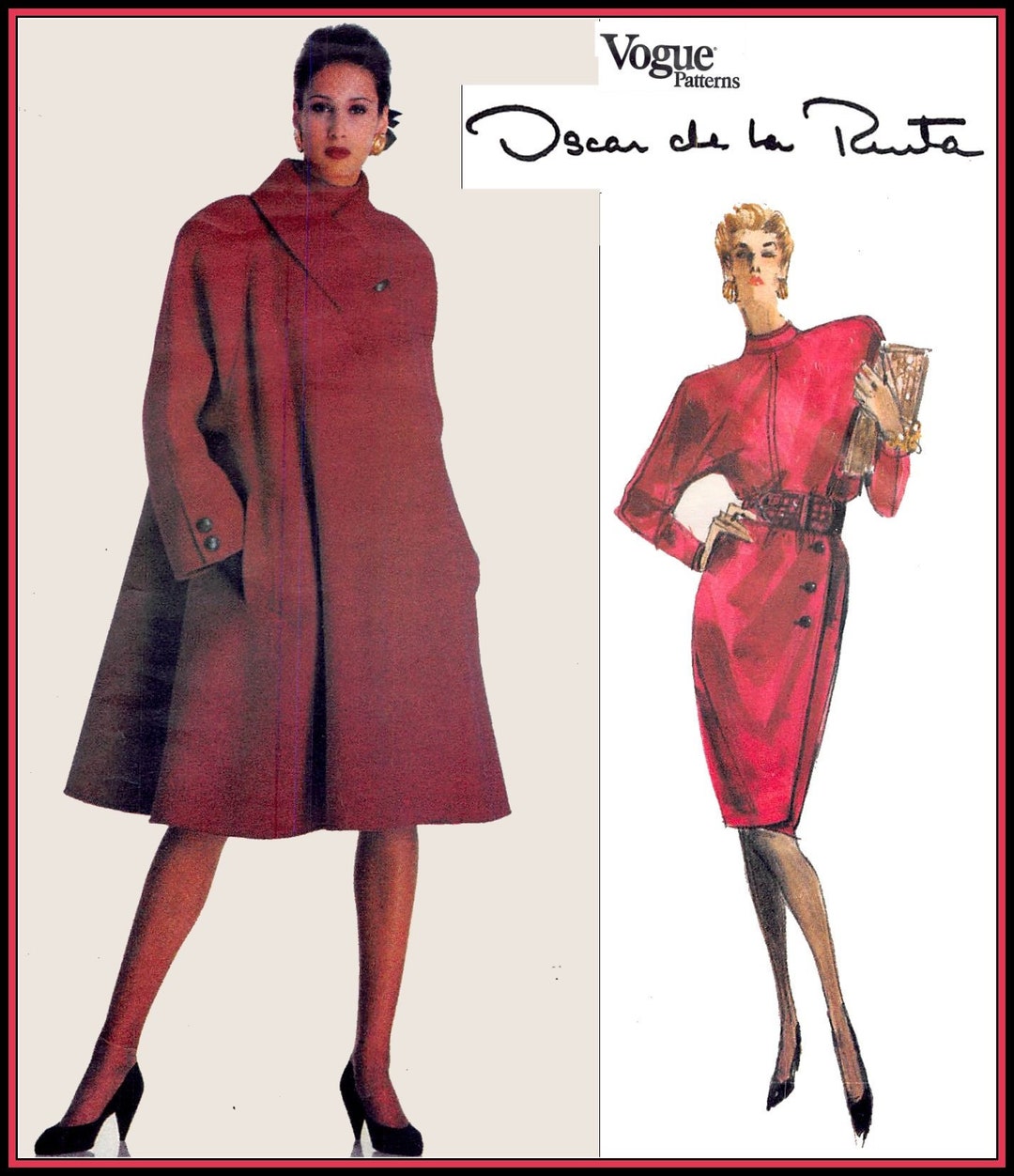 ロンT grange pins long cut sew ヴィンテージ Vintage 1988-swing Coat-to-skirt-vogue Designer Pattern