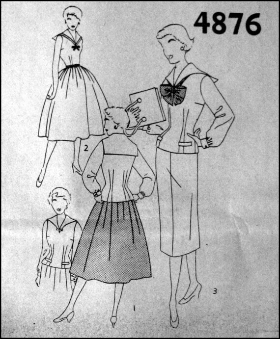 Vintage 1954-PIN-UP SAILOR Gal-sewing Pattern-elongated