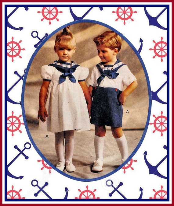 Vintage Sailor Twins Boy /& Girl Doll Pattern