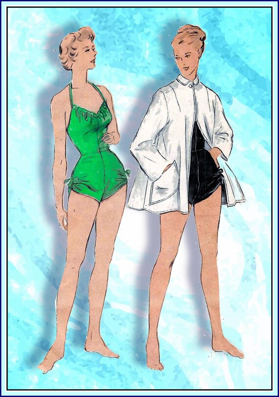 Vintage 1949 GLAMOROUS BATHING Suitsewing Patternmatching Etsy