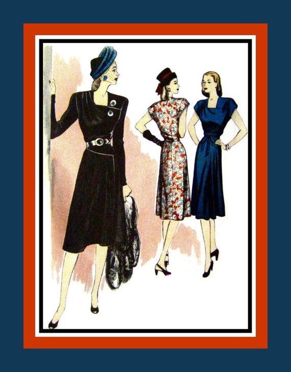 1946 Glamorous Dinner Dress sewing Pattern asymmetrical Seaming