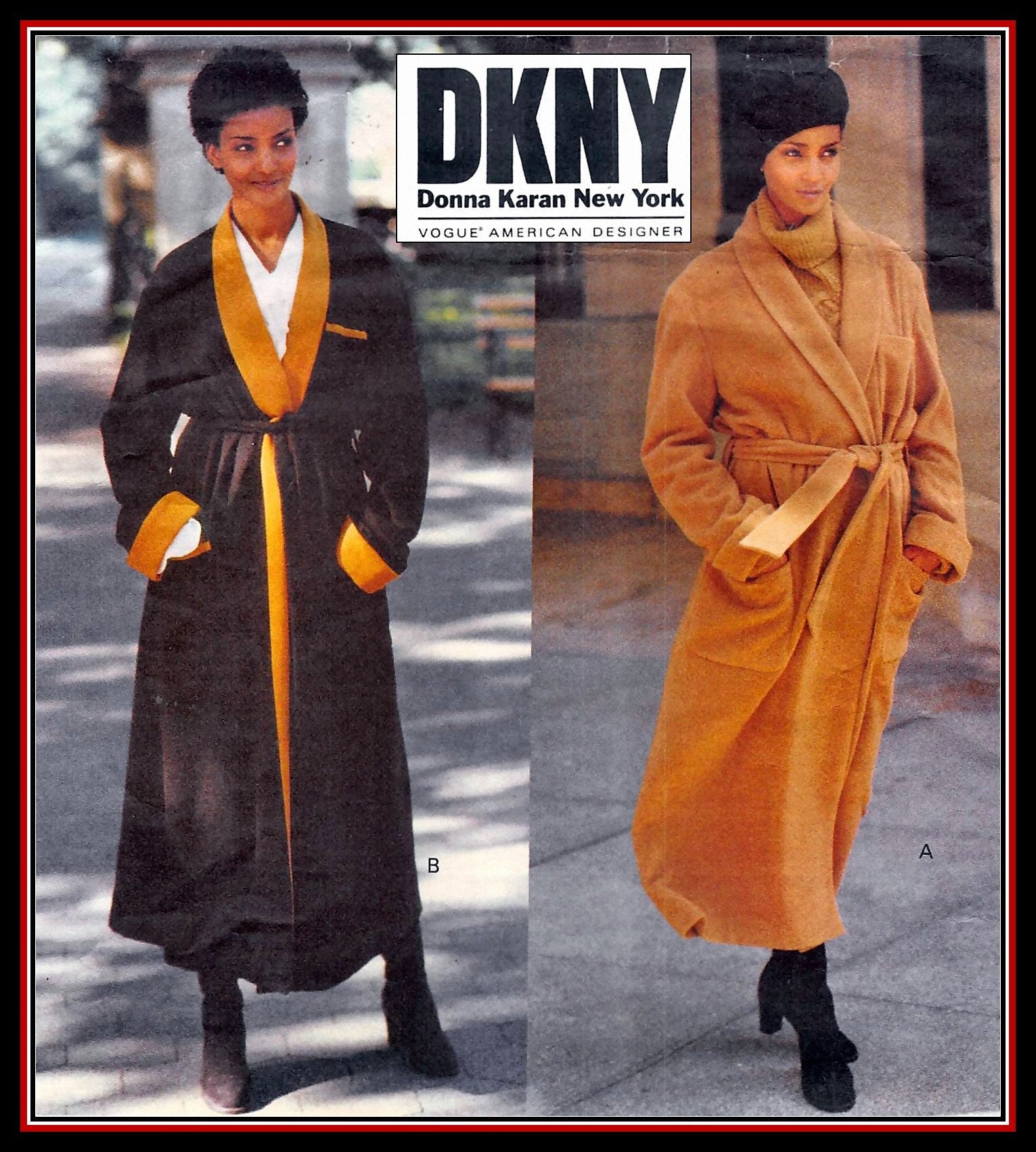 Vintage 1993 WRAP Coat vogue Designer Sewing Pattern two Styles