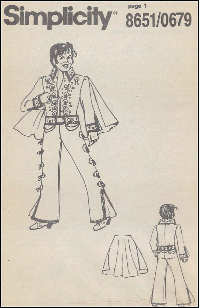 Vintage 1993ELVIS PRESLEY Jumpsuitcostume Sewing Pattern Etsy