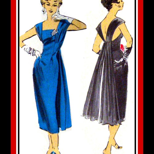 Vintage Sewing Pattern 1950s 50s Afternoon Cocktail Dress | Etsy