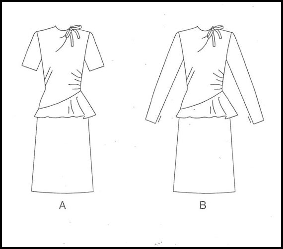 1944-GLAMOROUS PEPLUM COCKTAIL Dress-sewing Pattern-two Styles-dropped Waist-draped  Peplum-a-line Skirt-sexy Fit-size 12-16-uncut - Etsy