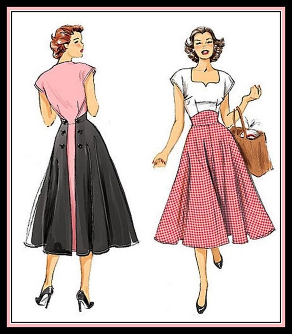 1952-BACK WRAP Dress-sewing Pattern-two Styles-sweetheart Neckline