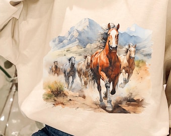 Vintage 90s Equestrian Horse Nature Animal Graphic Sweatshirt Size