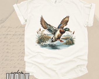 Retro Stockenten Enten Herbst Teich Szene Sweatshirt - 90er Jahre Wasservogel Entenwald Natur Outfit - Boho Unisex Rundhals Sweatshirt