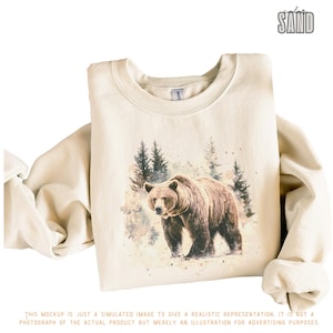 Watercolor Bear Sweatshirt | Grizzly Forest Pullover | Rustic Wildlife Nature Shirt | Outdoor Camping Gift | Woodland Animal Sweater