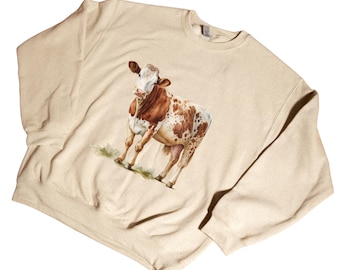 Felpa con mucca / Maglione rustico con animali da fattoria / Regalo Cottagecore