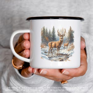 Deer Enamel Mug | Wildlife Campfire Mug | Hunter Coffee Cup | Rustic Cabin Gift | Nature Lover Gift | Deer Hunting Mug