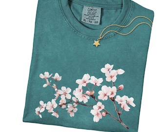 Camiseta de flor de cerezo Comfort Colors®, camiseta con árbol de sakura, camiseta con flores japonesas, regalo de flor de cerezo, camiseta de flores para niña, estética primaveral