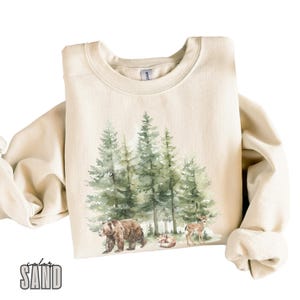 Moletom retrô Wildlife Wilderness Scene - Roupa vintage de vida selvagem dos anos 90 - Camiseta boho unissex com gola redonda