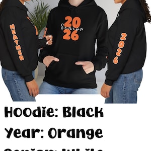 Senior 2026 Personalized Hoodie, High School Grad Sweatshirt, Customized Class of 2026, Unisex Graduation Gift, School Colors