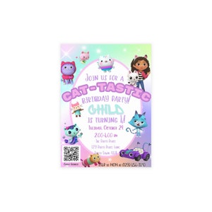 Invitaciones de cumpleaños de la casa de muñecas de Gabby (hechas a medida)