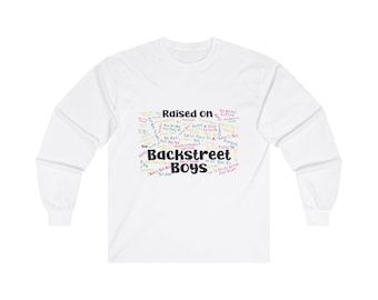 Backstreet Boys Song Titles Long Sleeve Tee - 90s Retro Pop Fan Shirt