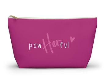 Accessory Pouch, Travel Makeup Bag, PowHERful Small Large Organizer, T-Bottom Zipper Pencil Case