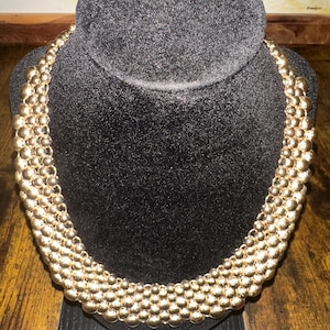Beautiful Gold NATASHA Style Beaded Statement Bib Necklace With Adjustable Chain