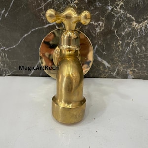 Antique Style, Unlacquered Solid Brass,Farmhouse wall water tap ,Vintage  Faucet - Wall-Mounted Water Tap for Outdoor and Indoor Use