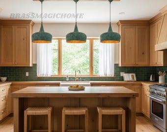 Rustic Farmhouse Copper Pendant Light, Green Patina Onion Dome Fixture