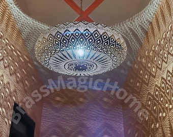 Marokkaanse messing hanglamp – Handgemaakte boho-plafondlamp