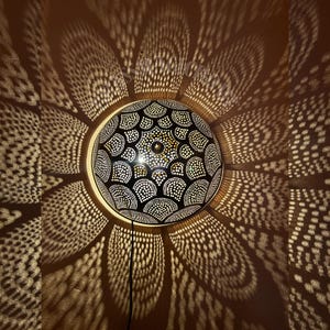 Flush Ceiling Light – Handcrafted Moroccan Brass Lighting – Engraved Flush Mount Lamp