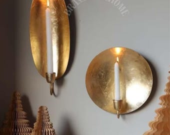 Handgemachter Wandkerzenhalter aus massivem Messing, minimalistisch, modern