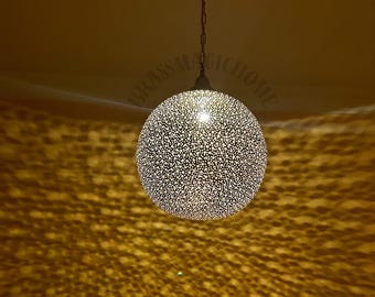 Marokkaanse hanglamp messing bol: oosterse plafondkroonluchter