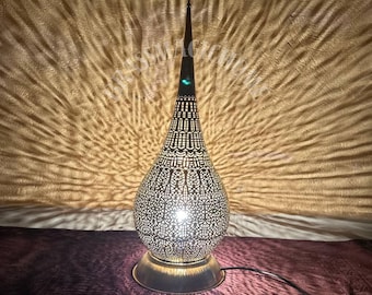 Handmade Moroccan Brass Floor Lamp – Vase-Shaped Design