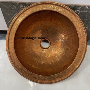 Unlacquered Brass Round Bar Sink ,Hammered Brass Round Undermount Sink,  Kitchen Brass Sink Basin