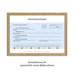 Cheque - Huwelijksgeschenk - Trouwvoucher - Chequesjabloon - Afdrukbare cheque - Bankcadeaubon - Voucher - Aanpasbaar
