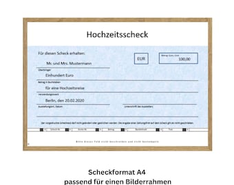 Scheck - Geschenk Hochzeit - Gutschein Hochzeit - Scheckvorlage - Druckbarer Scheck - Bankschenk - Gutschein - personalisierbar