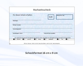 Scheck - Geschenk Hochzeit - Gutschein Hochzeit - Scheckvorlage - Druckbarer Scheck - Hochzeit Scheck  - Gutschein - personalisierbar